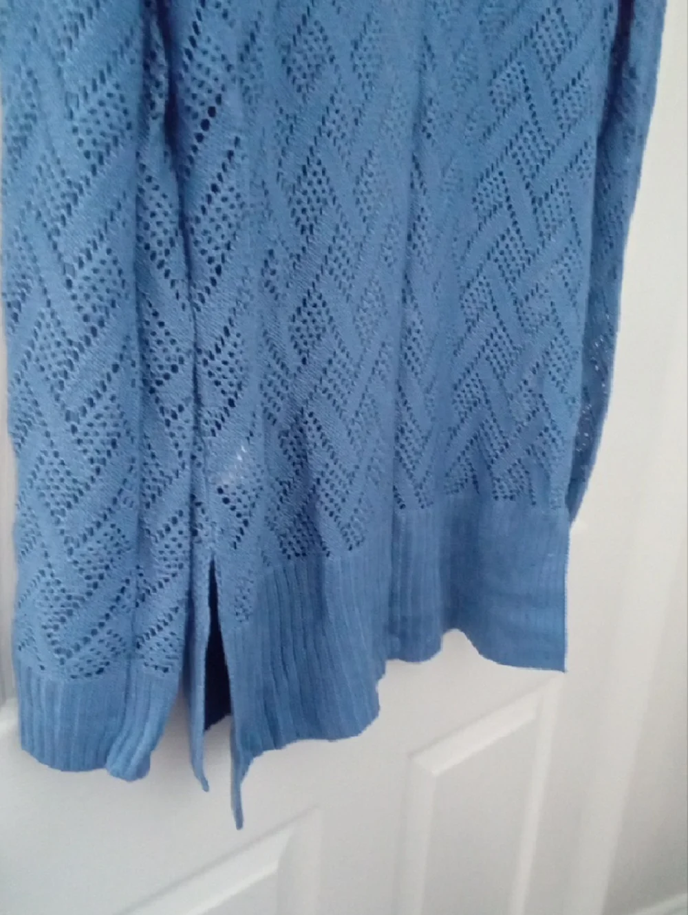 Cyrus Women's Sky Blue Open-Front Pointelle Knit Cardigan Medium - Picture 10 of 10